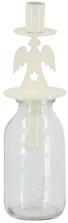 Krémový antik svietnik anjel s pohárom na úzku sviečku - Ø 5*17 cm / 100ml