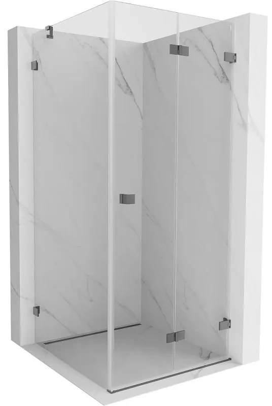 Mexen Lunar-F, skladací sprchový kút pravý 100 x 100 cm, 8mm číre sklo, grafitový profil, 836-100-100-95-00-P