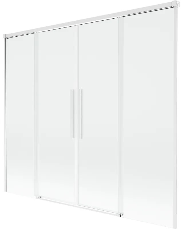 Mexen Rox, 2-krídlová posuvná vaňová zástena 180 x 150 cm, 8mm číre sklo, biely profil, 8C9-180-002-20-00