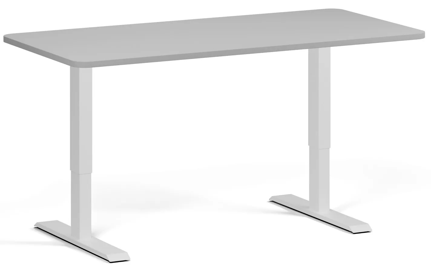 Výškovo nastaviteľný stôl, 160x80 cm, 1 motor, zaoblené rohy, sivá podnož, sivá