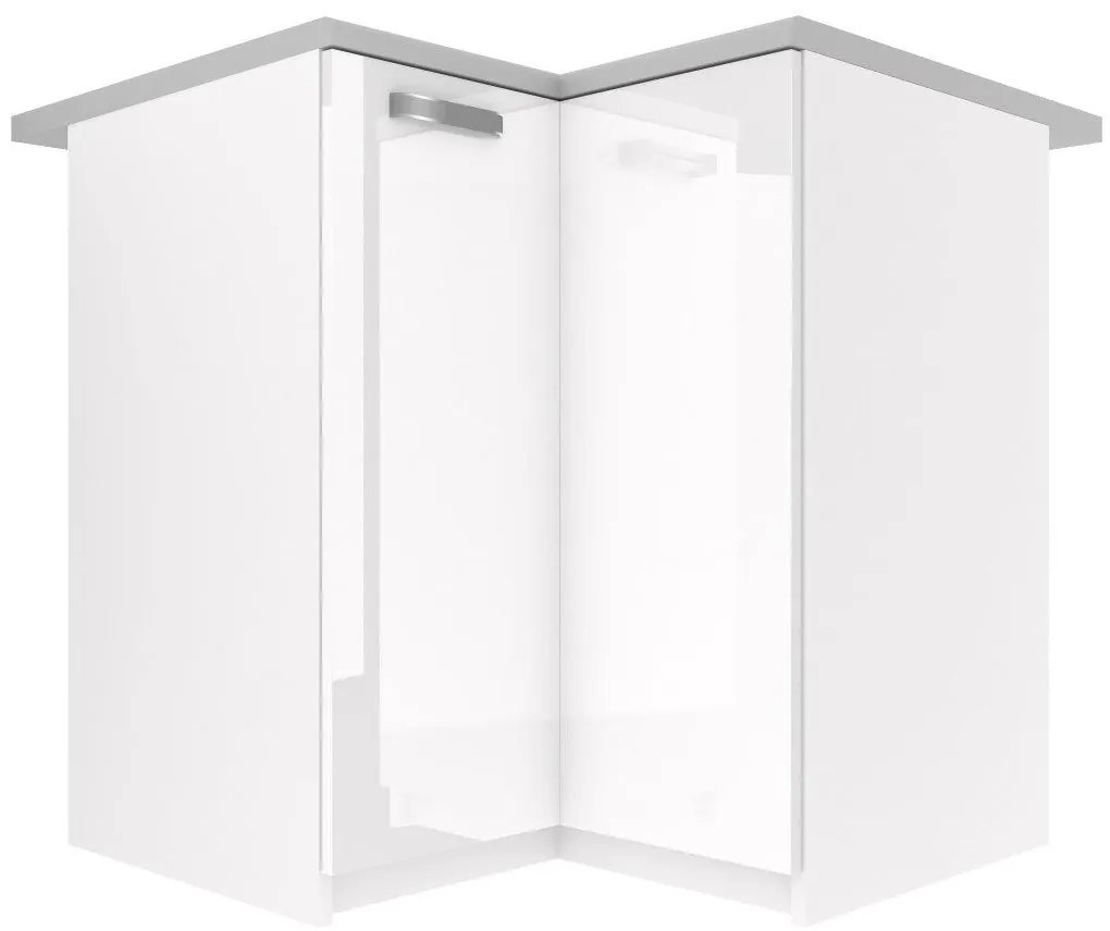 Kuchynská skrinka Belini spodná rohová 90 cm biely lesk s pracovnou doskou INF SNP90/1/WT/W/0/F