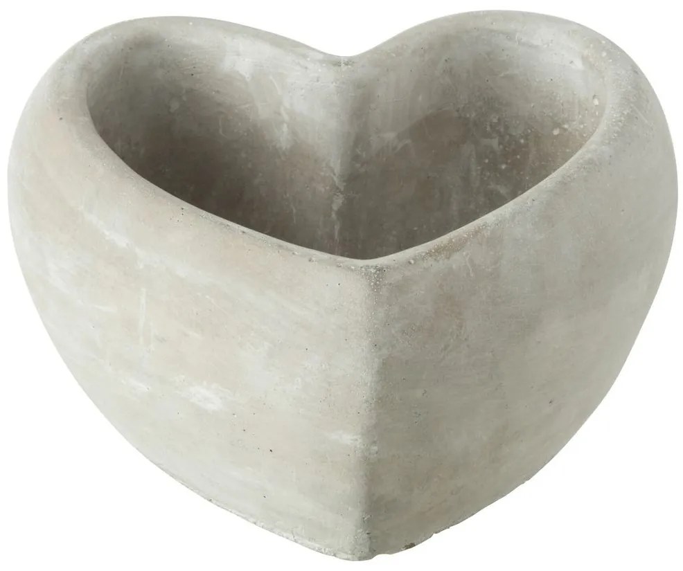 Šedý antik cementový kvetináč v tvare srdca Heart - 16*17*8 cm