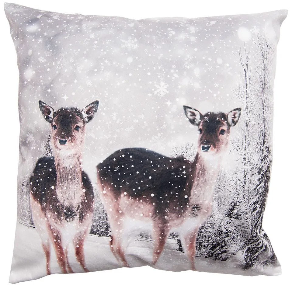 Zimná zamatová obliečka na vankúš Srnky - 45*45 cm