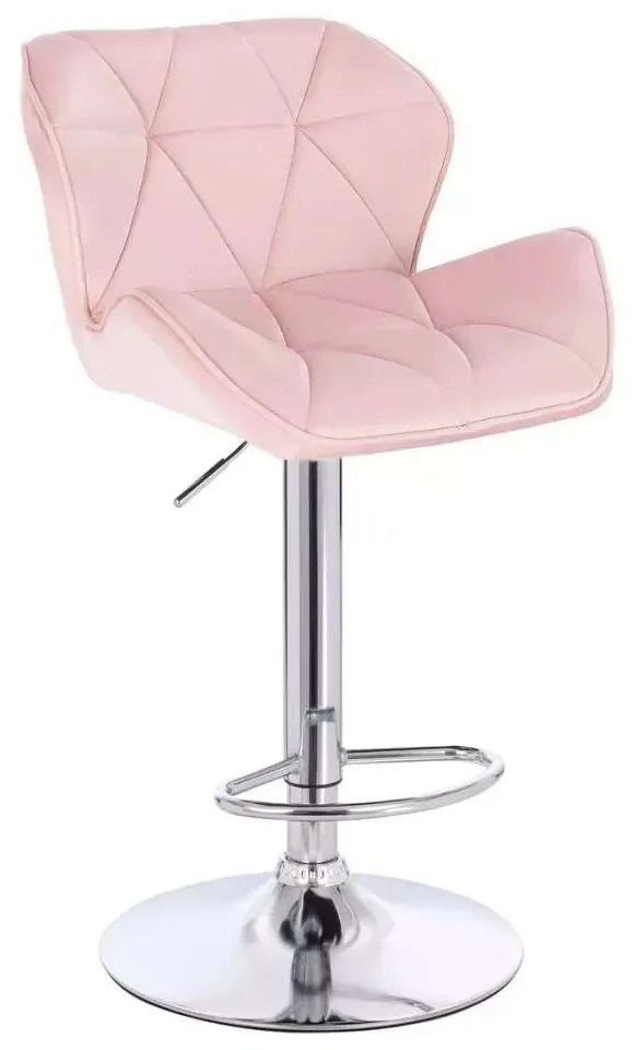 LuxuryForm DESIGN Barová stolička MILANO VELUR na striebornom tanieri - svetlo ružová