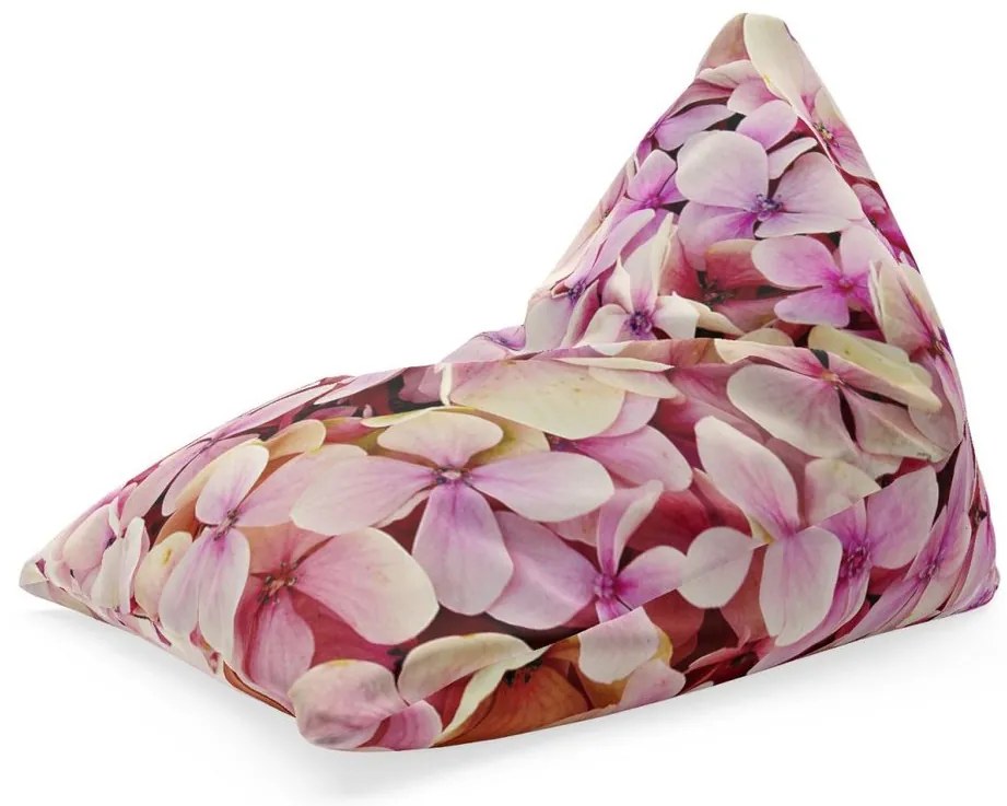 Sedací vak Triangl ružové kvety, ružová