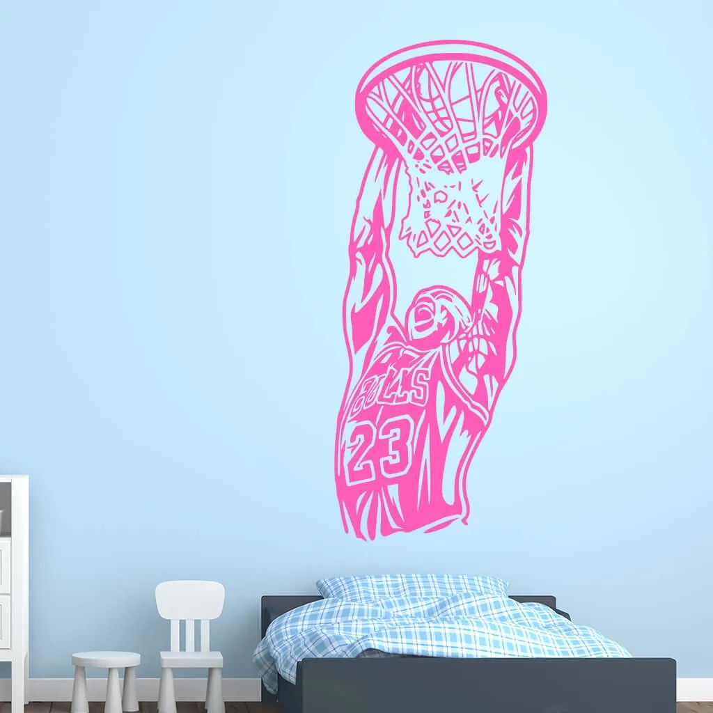 Veselá Stena Samolepka na stenu na stenu Michael Jordan Farba: růžová, Veľkosť: 60 x 25 cm