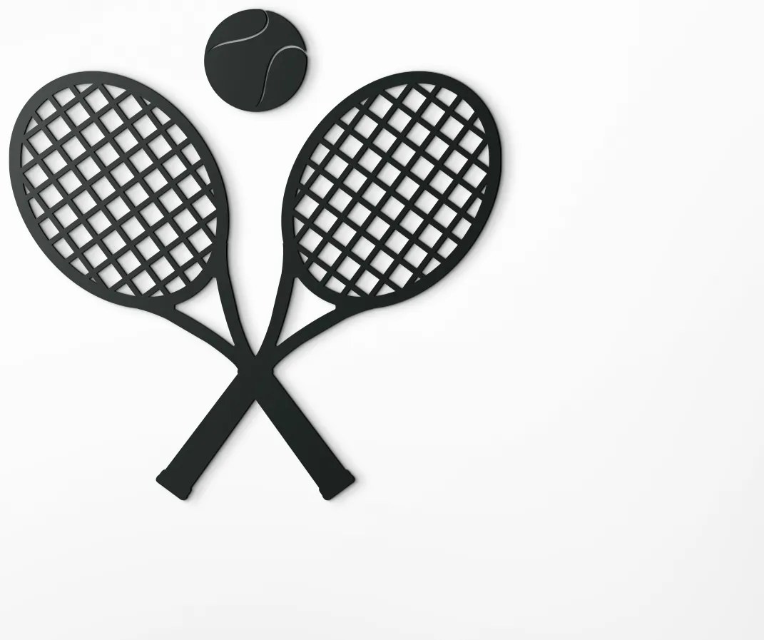 drevko Drevená nálepka Tenisové rakety Rozmer obrazu: 32,5 x 32,5 cm, Farba dekorácie: Čierna