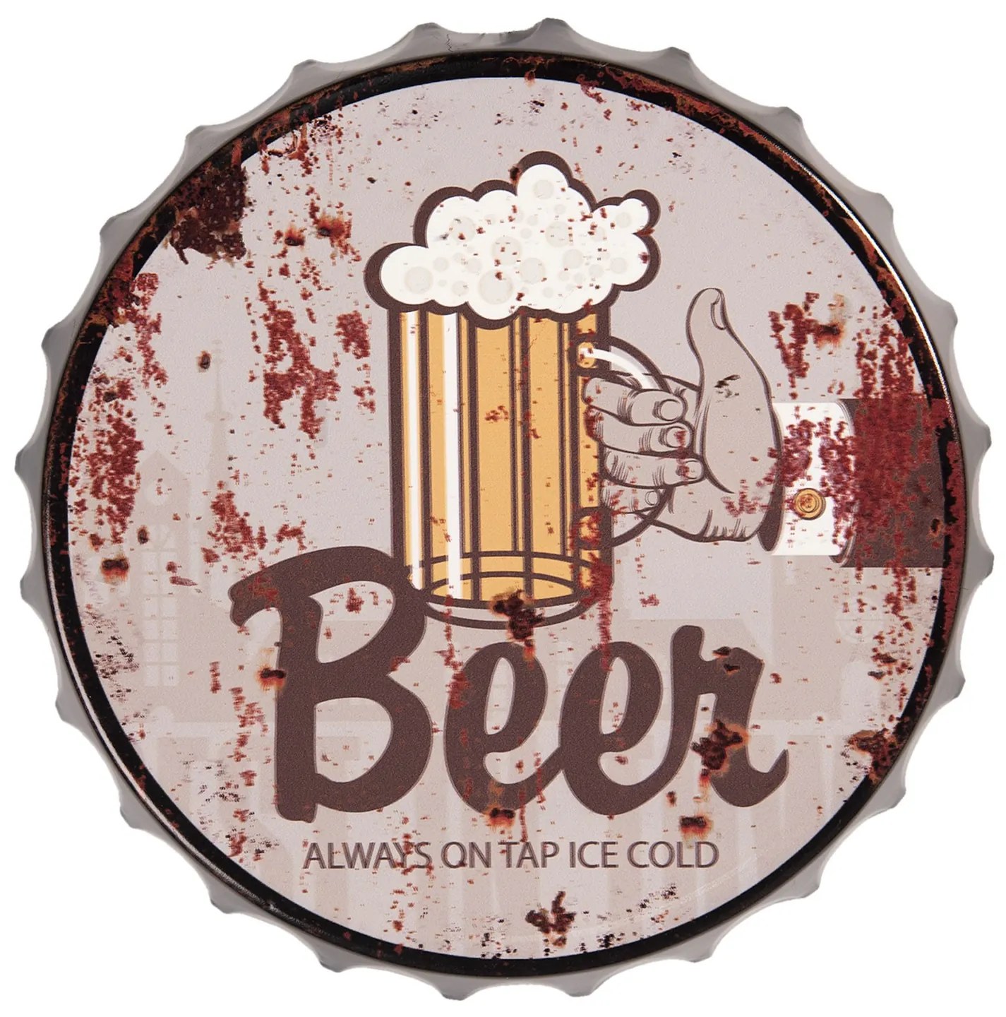 Kovová guľatá ceduľa Beer -o 33 * 5 cm Kovová guľatá ceduľa Beer -o 33 * 5 cm