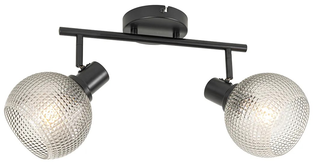 Dizajnové bodové svietidlo čierne s dymovým sklom 2-svetlo - Chico