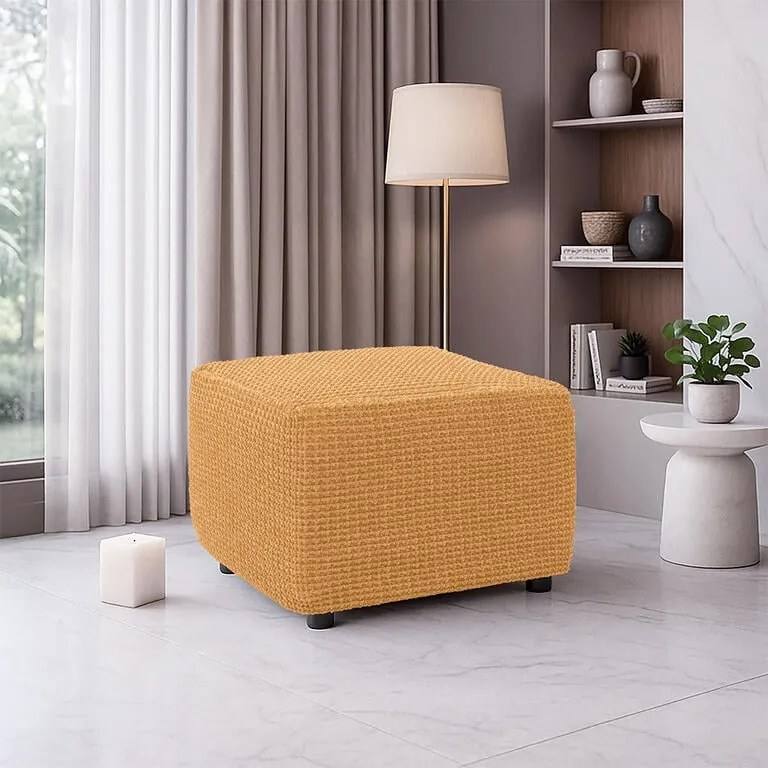 Super strečové poťahy RUBINIA zlatá taburetka (40 - 60 cm)