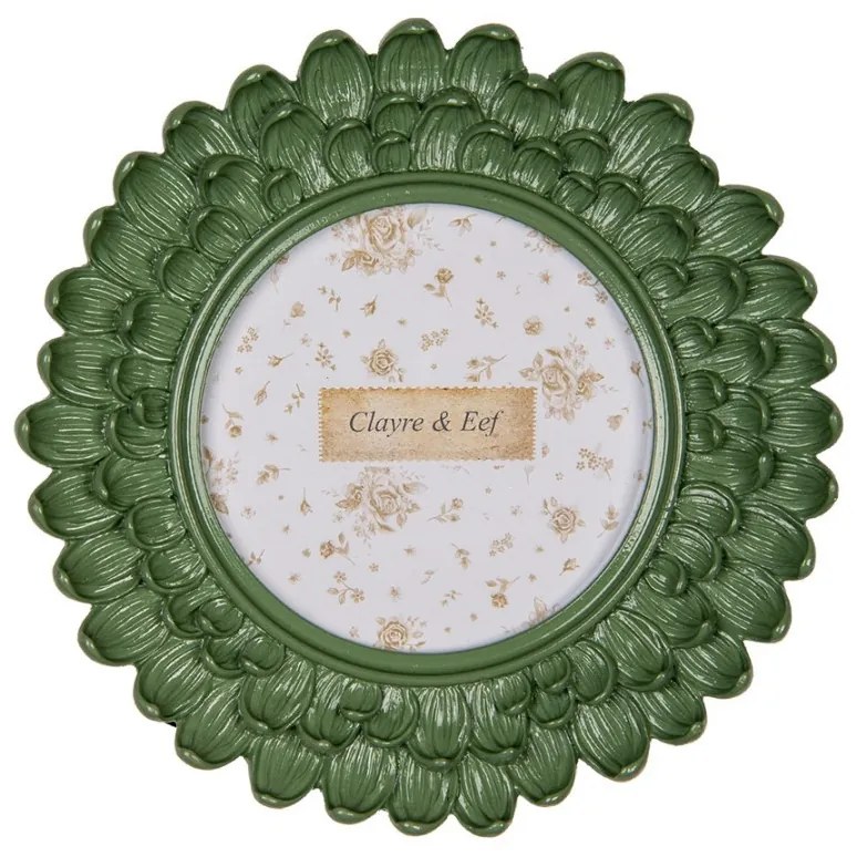 Photo Frame ? 10 Cm Green Plastic Glass Round - ? 17*3 cm / ? 10 cm