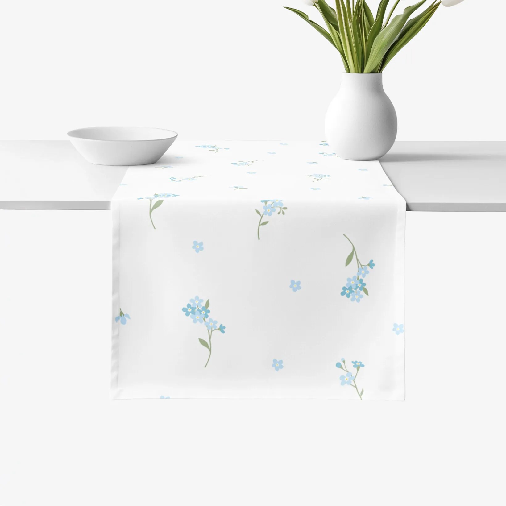 Goldea behúň na stôl 100% bavlnené plátno - nezábudky 35x160 cm