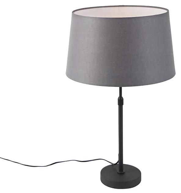 Stolná lampa čierna s tienidlom z ľanu sivá 35 cm nastaviteľná - Parte