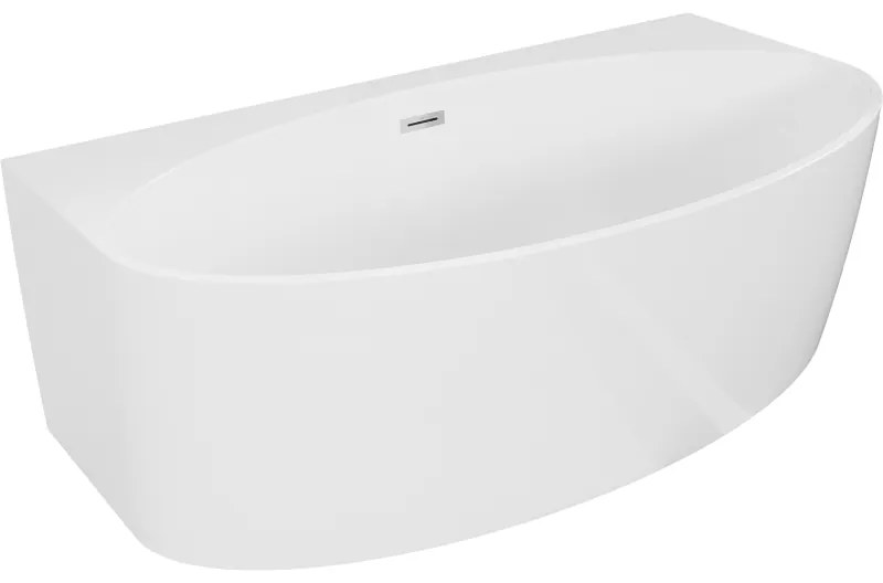 Mexen Bruna, voľne stojaca vaňa ku stene 170 x 88 cm, biela lesklá, chrómový prepad, 52731708800-01