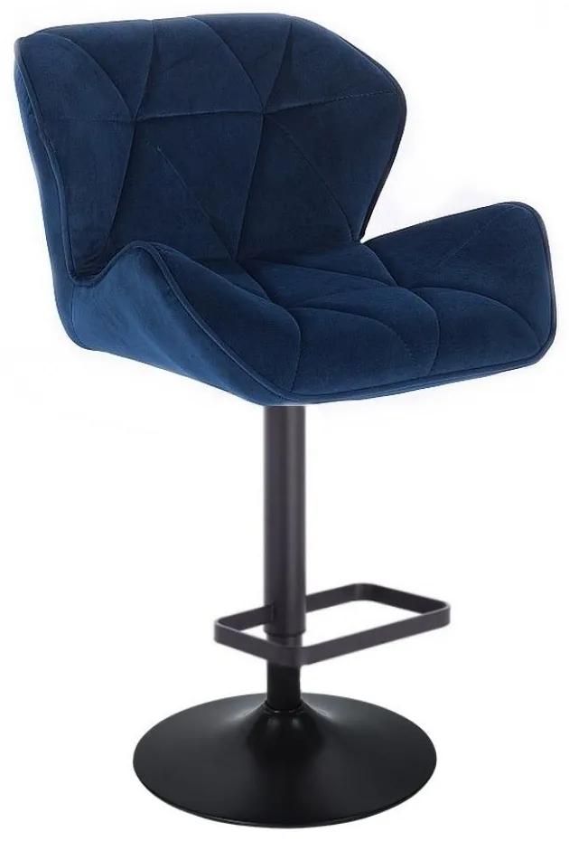 LuxuryForm DESIGN Barová stolička MILANO VELUR na čiernom tanieri - modrá