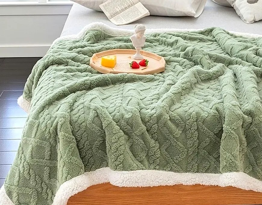 DEKA zelená a biela MikroPlyš 230x200 cm