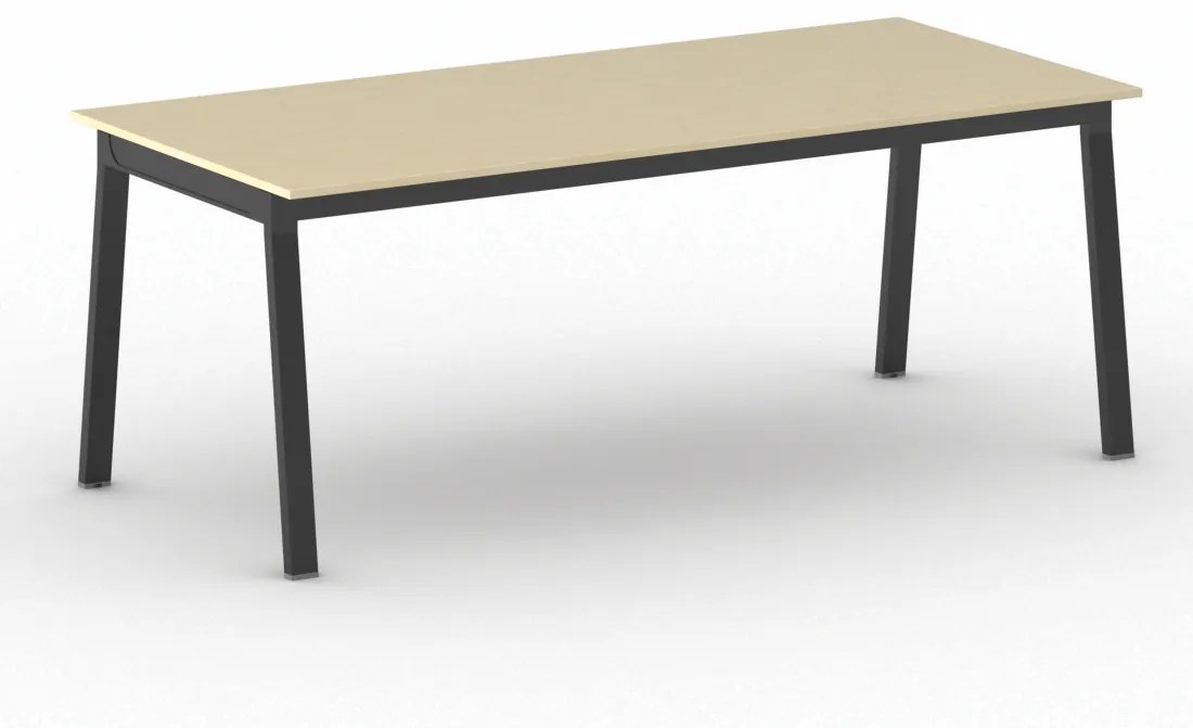 Kancelársky pracovný stôl PRIMO BASIC, čierna podnož, 2000 x 900 mm, breza