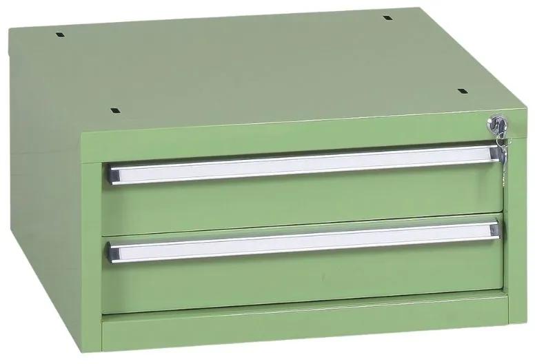 Závesný dielenský box na náradie k pracovným stolom do dielne GL, 2 zásuvky, 565 x 580 x 280 mm
