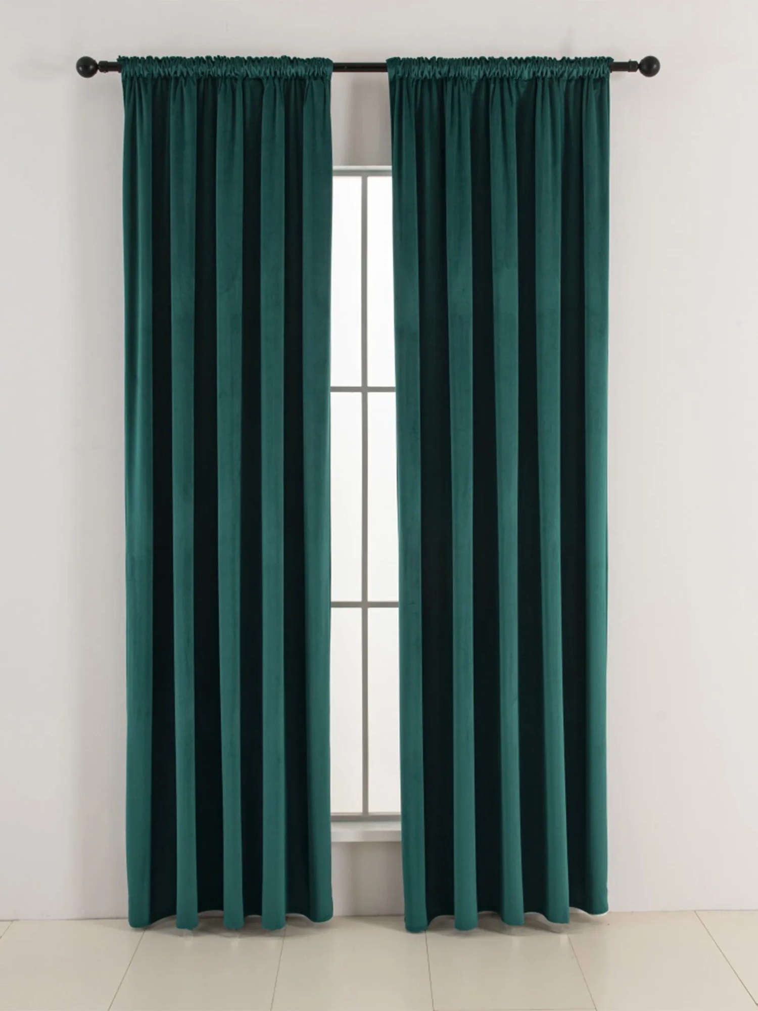 Zamatové zatemňovacie závesy Cesar petrolejové - 140 x 250 cm (2ks) - riasiaca stuha