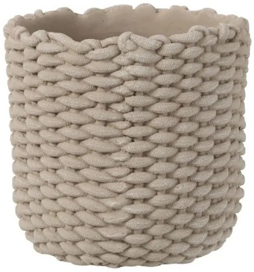 Šedý cementový obal na kvetináč v tvare košíka - Ø 29,5 * 28 cm