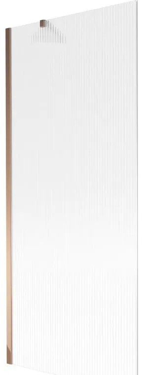 Mexen Next, vaňová zástena 1-krídlová 80 x 150 cm, fixné krídlo, 6 mm sklo s pruhmi, ružové zlato profil, 895-080-000-00-09-60