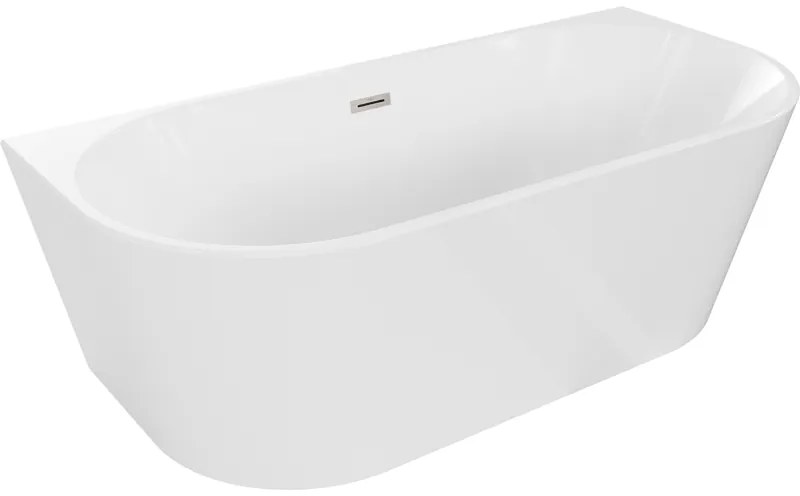 Mexen Oval, voľne stojaca nástenná vaňa 140 x 75 cm, biela, brúsená oceľ prepad, 52671407500-97