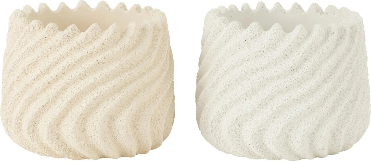 Biely a krémový cementový obal na kvetináč Maris - Ø 17*13,5 cm