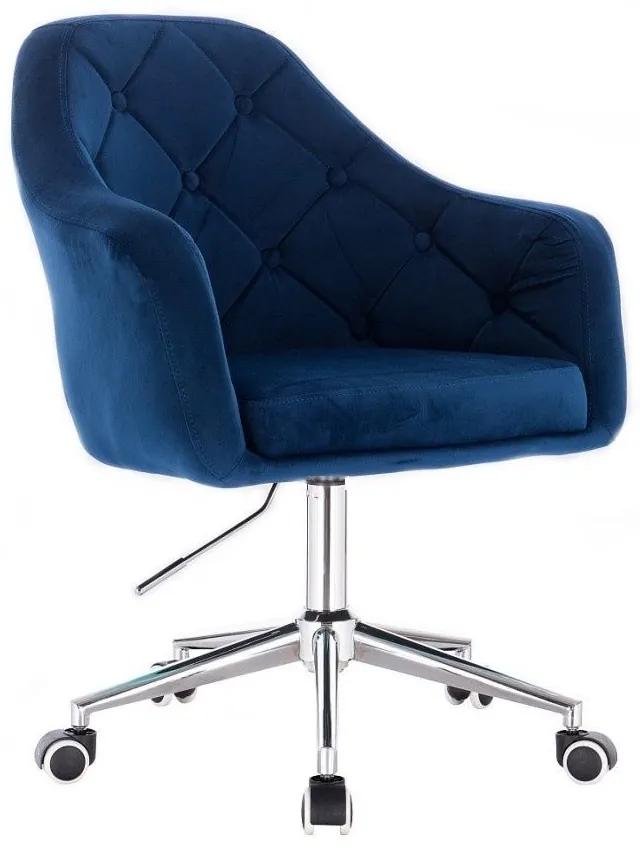 LuxuryForm DESIGN Kreslo ANDORA VELUR na striebornej podstave s kolieskami - modré