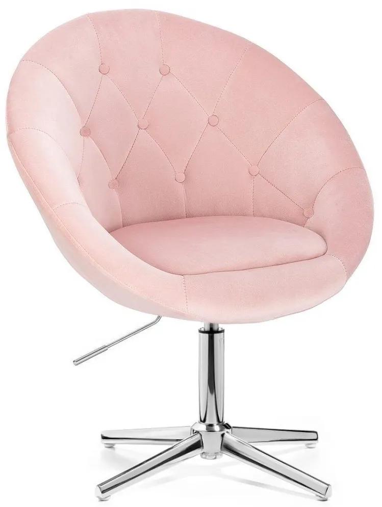 LuxuryForm DESIGN Kreslo VERA VELUR na striebornom kríži - svetlo ružové