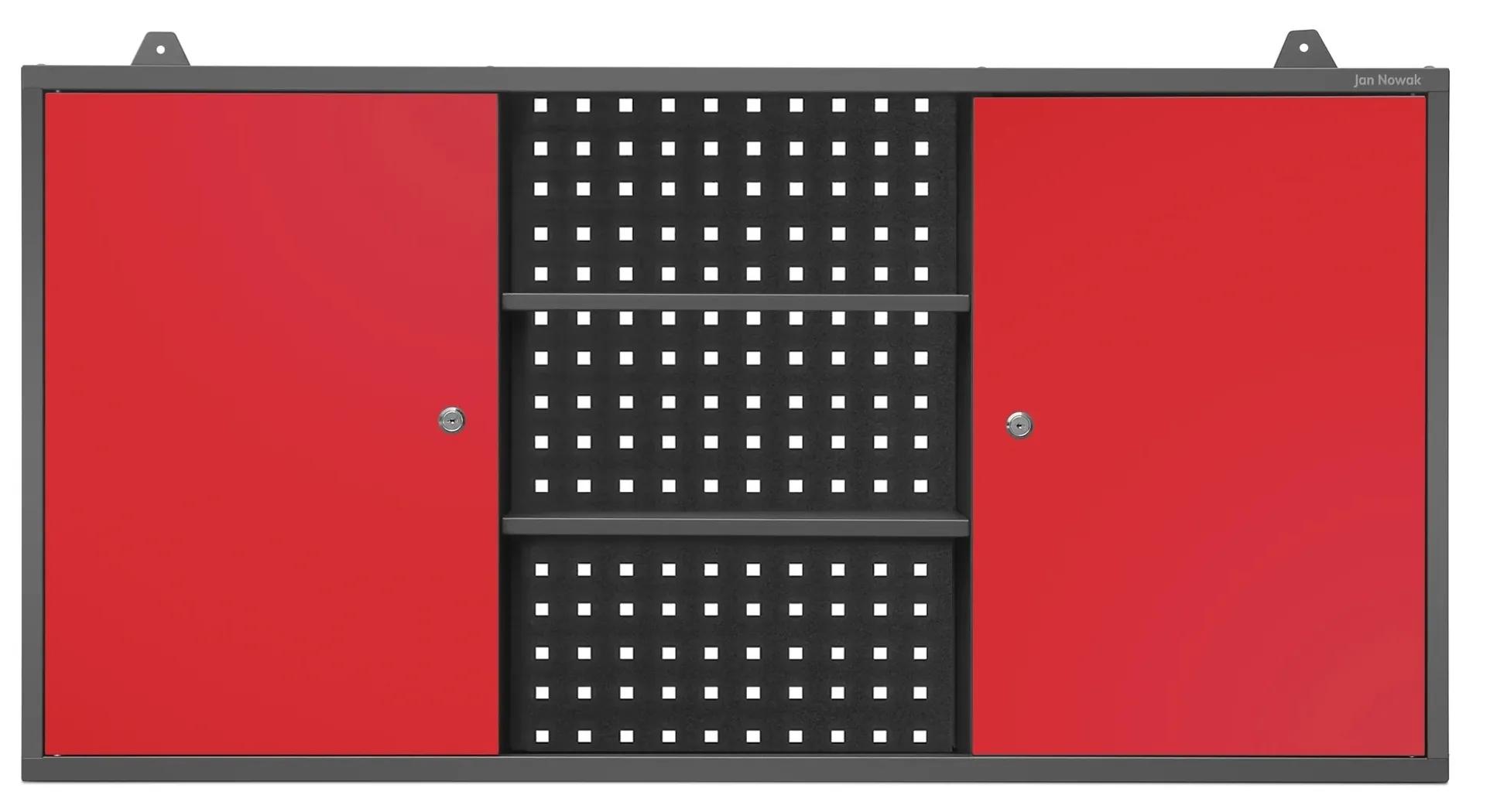 Závesná garážová skrinka BEN, 1200 x 600 x 200 mm, antracitovo červená