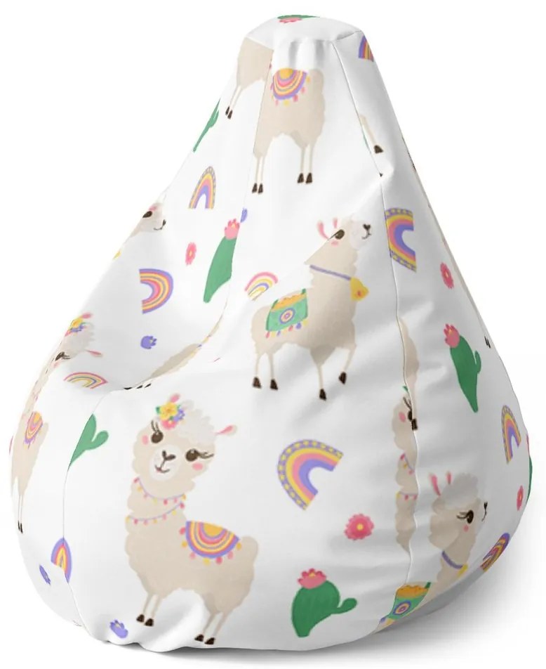 Sedací vak Pear roztomilé lamy - detský, farebná