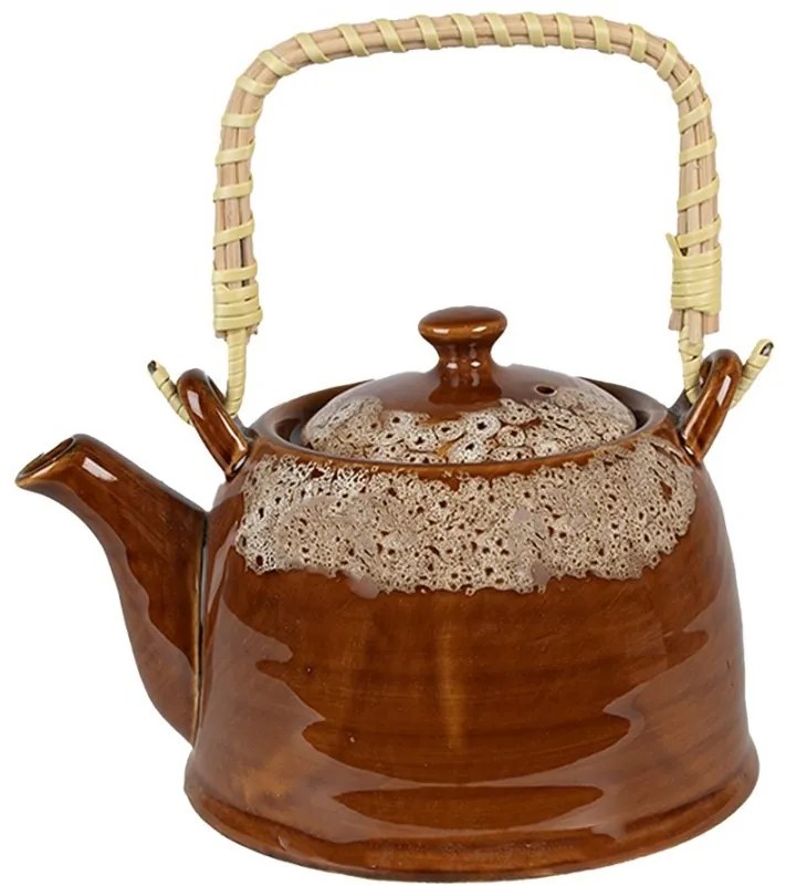 Hnedobiela porcelánová kanvička na čaj - 14*12*12 cm / 0,75L