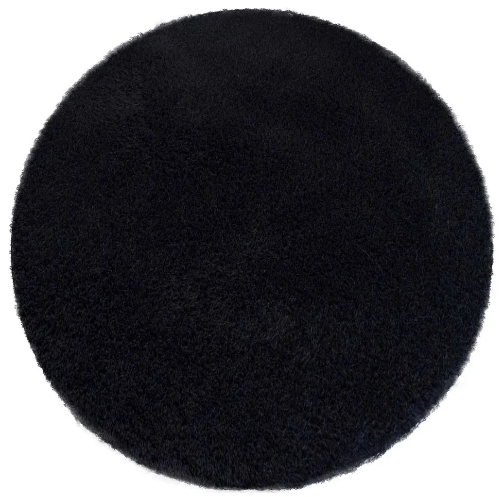 Čierny okrúhly koberec Alpaka Rozmer: 80 cm