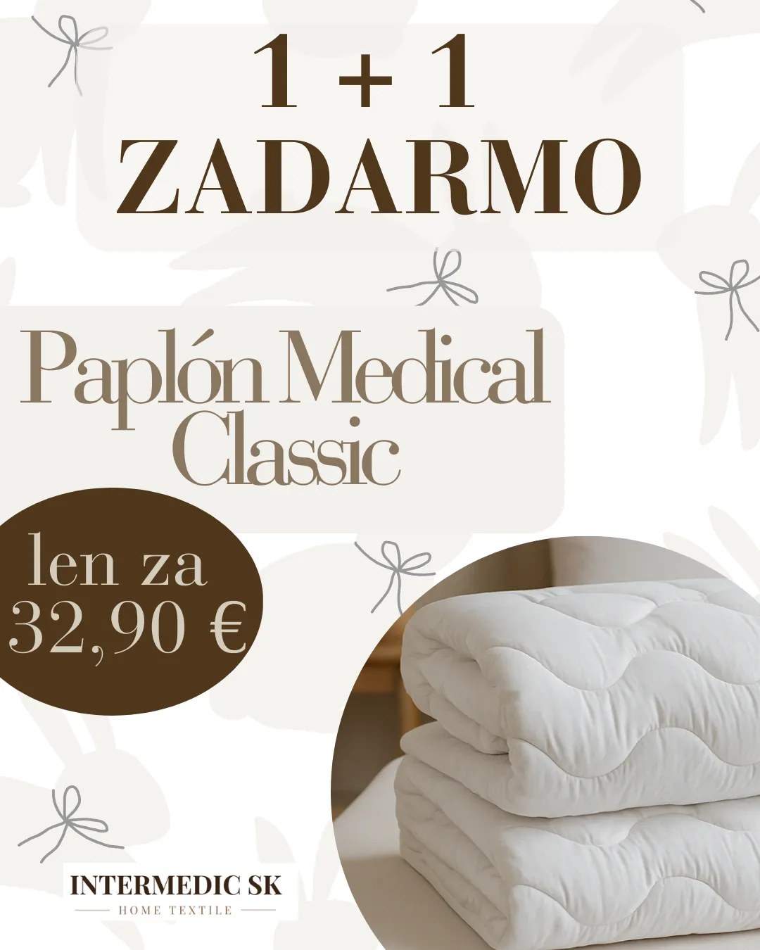 INTERMEDIC SK Set 2x paplón Classic – 140x200 cm, mikrovlákno, výplň duté vlákno, antialergický, celoročný, akcia 1+1 zadarmo