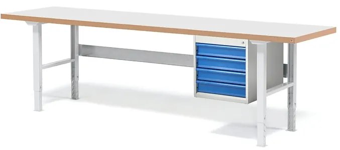Dielenský stôl SOLID, 4 zásuvky, nosnosť 750 kg, 2500x800 mm, laminát