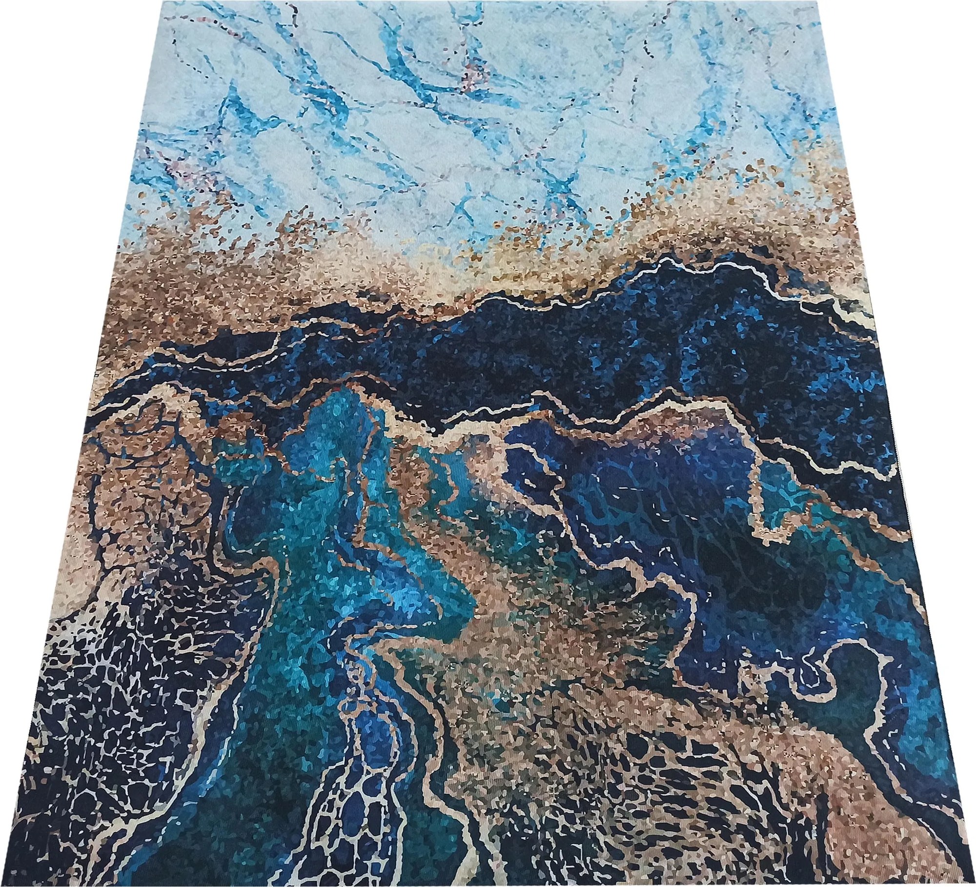 DY Modrý koberec s abstraktným vzorom Horeca-New 111 Rozmer: 80x150 cm