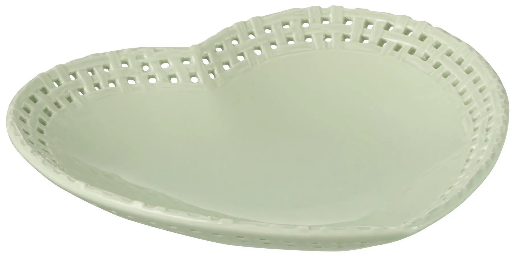 Zelený keramický tanier / miska v tvare srdca Hella Pastel Green - 22*22*4 cm