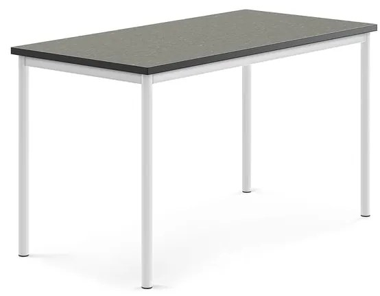Stôl SONITUS, 1400x700x760 mm, linoleum - tmavošedá, biela