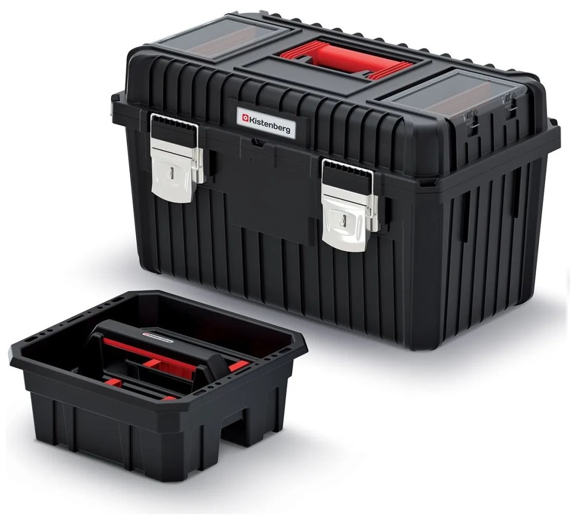 Kistenberg Kufor na náradie s kov. zámky HEAVY čierny 585x360x337