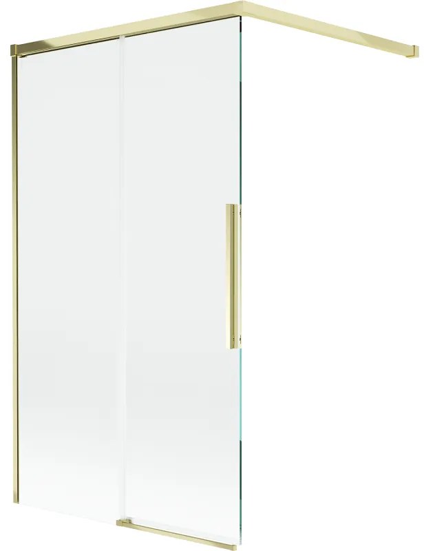 Mexen Rox, 2-krídlová posuvná vaňová zástena 100 x 150 cm, 8mm číre sklo, zlatý lesklý profil, 8C9-100-003-50-00