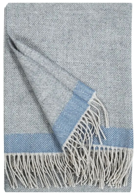 Vlnená deka Rauha 130x180, sivo-modrá