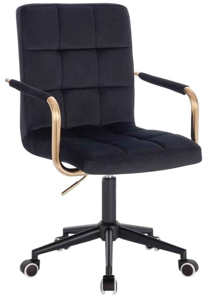 LuxuryForm DESIGN Stolička VERONA GOLD VELUR na čiernej podstave s kolieskami - čierna