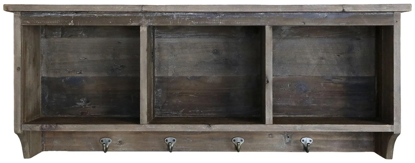 Hnedá drevená polička s háčikmi Bourseiller - 91*22*36 cm