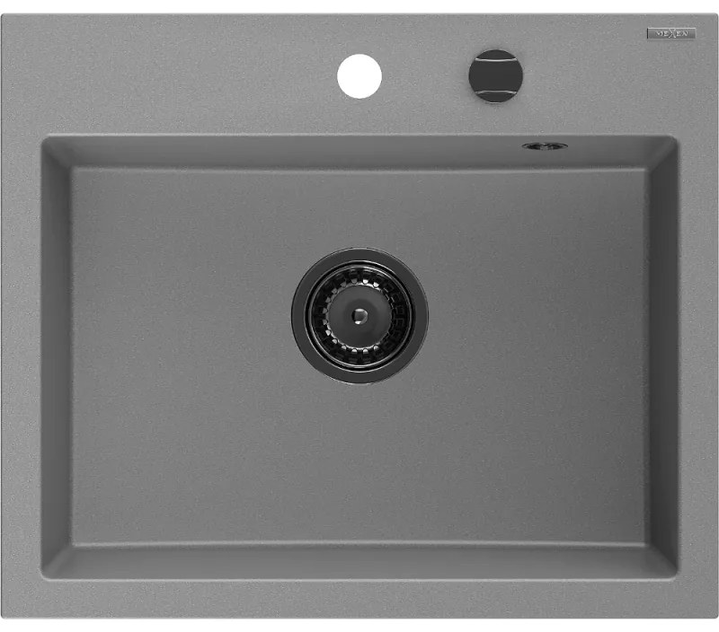 Mexen Oscar, 1-komorový granitový drez 580x490x205 mm, šedá, 6519581000-71-B