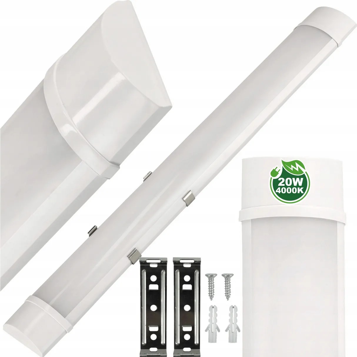 ECOLIGHT LED dielenské svietidlo 60cm - 230V - 20W - IP20 - neutrálna biela