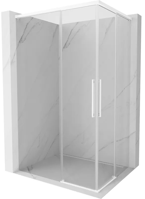 Mexen Rox, Duo posuvný sprchový kút 80 x 75 cm, 8mm číre sklo, biely profil, 8C2D-080-075-20-00