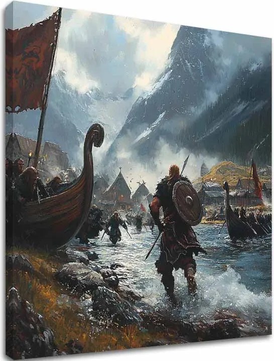 Obraz na plátne Vikingovia na Mori - Historický Obraz