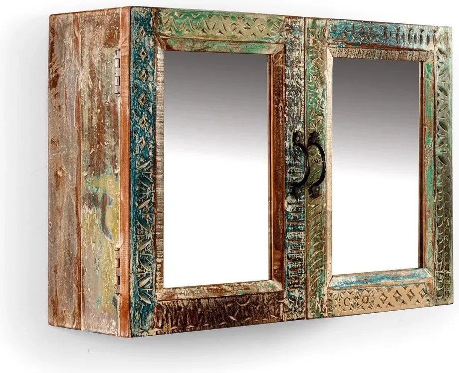 furniture-nabytek.cz - Masívna kúpeľňová zrkadlová skrinka Blue Lagoon z mangového dreva, lakovaná, farebná – 70×23×50 cm