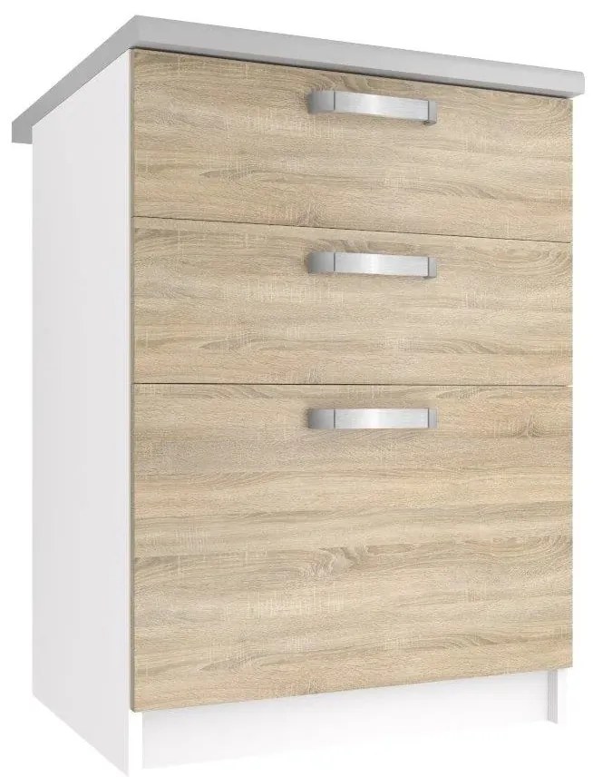 Kuchynská skrinka Belini spodná so zásuvkami 60 cm dub sonoma s pracovnou doskou TOR SDSZ60/1/WT/DS/0/U