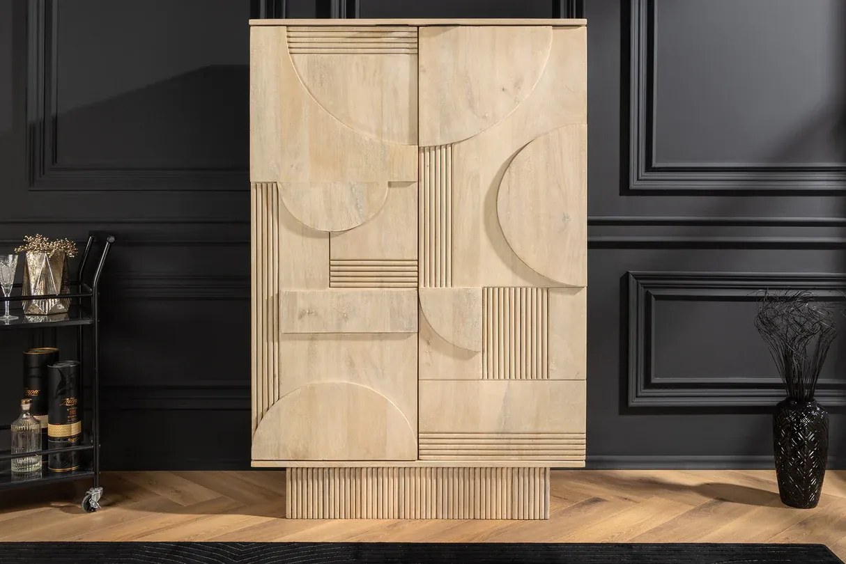 ART DECO komoda 140cm 3D mangové drevo bielo natreté